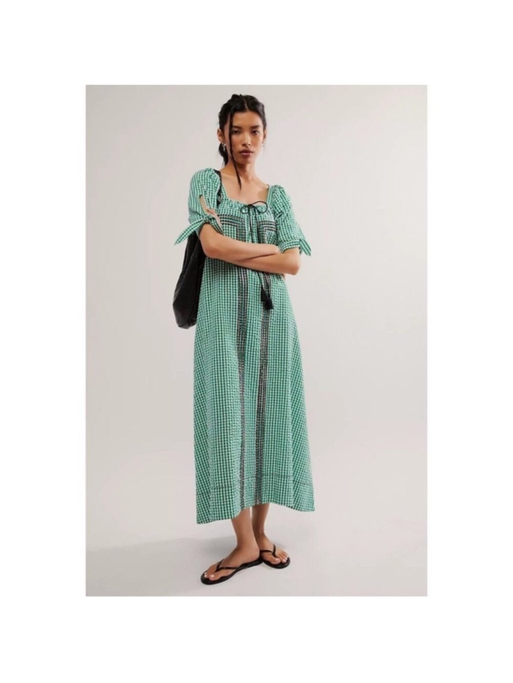 Free People Cass Green Gingham Maxi Dress - Picture 2 of 7